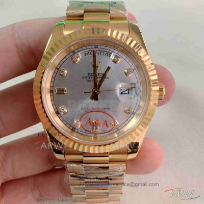 Perfect Replica Rolex Day-Date 40mm President Watch - Yellow Gold Band Silver Dial